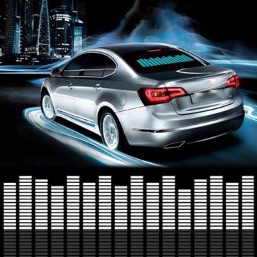 Imagem de DIYAH Auto Sound Music Beat Ativado Carro Adesivos Equalizador Brilho Luz LED Áudio Voz Ritmo Lâmpada 70 cm X 16 cm / 27,5" X 6,3" (Azul)