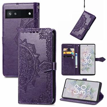 Imagem de YUNCHAO Caixa de telefone Para o Google Pixel 6A Mandala Flor Flip Leather Case de telefone Flip capa para celular
