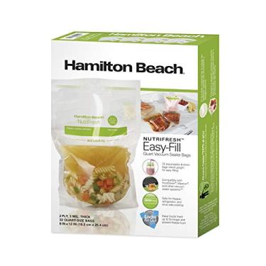 Imagem de Hamilton Beach Sacos de armazenamento de 32 unidades de um litro fácil de encher para alimentos, sem BPA, 30 x 20 cm, preparação de refeições e sous vide