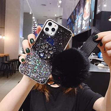 Imagem de Suporte de cristal Suporte Strap Phone Case Para iPhone 13 11 PRO MAX 8 7 Plus XSMAX XR 12 ProMax Bling Glitter TPU Coque, 13, para iphone SE 2020