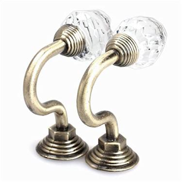 Imagem de 2 peças ganchos de cortina de bola de cristal tiras de amarração borla cabide de casaco chapéu suporte de cortina acessórios de cortina gancho de retenção, bronze