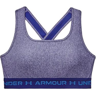 Imagem de Under Armour Sutiã esportivo feminino com costas cruzadas, Cinza claro real (415)/azul estelar, X-Small