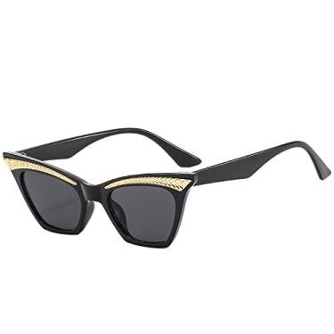Imagem de Óculos de sol fashion olho de gato feminino masculino designer cor vintage metal decoração armação lente óculos de sol uv400, c1, tamanho único