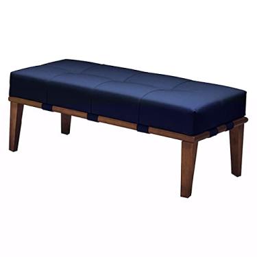 Imagem de Puff Decorativo 100cm Martínez Veludo Pés Madeira Azul/Mel G62 - Gran Belo