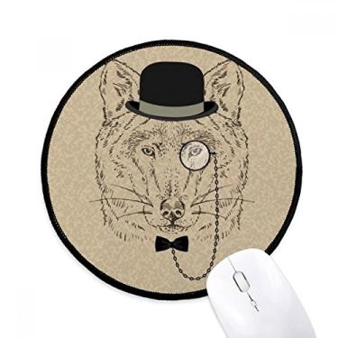 Imagem de DIYthinker Chapéu de lobo suave estilo britânico arco vidro mouse pad desktop escritório tapete redondo para computador