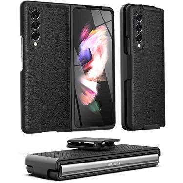 Imagem de Capa de couro antiderrapante com presilha de cinto para Samsung Galaxy Z Fold 3 Fold3 5G Capa de proteção total para Samsung Z Fold 3 casos, preto, PARA Galaxy Z Fold 3