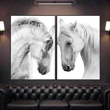 Imagem de Quadros Decorativos Cavalos Brancos Molduras Marilia