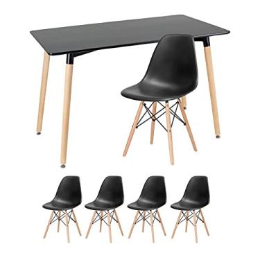 Imagem de Loft7, Mesa de jantar retangular Eames 60 x 120 cm preto + 4 cadeiras Eiffel Dsw