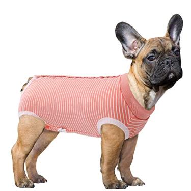 Imagem de SAWMONG Terno de recuperação para cães pós-cirurgia profissional, traje cirúrgico castrado para cães fêmeas, body body para cirurgia macho substituto E-Collar cone, rosa, médio