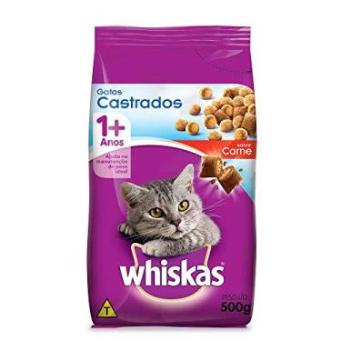 Ração Whiskas Carne Para Gatos Adultos Castrados 500 g Whiskas para Todas Todos os tamanhos de raça Adulto - Sabor Carne