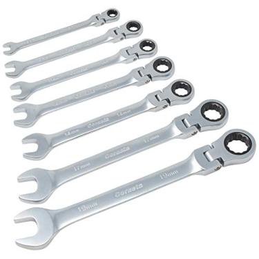 Imagem de Jogo De 7 Peças Combinadas Catraca Articulada Corneta Jogo De 7 Peças Combinadas Catraca Articulada Prata 8-19mm