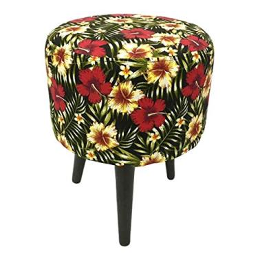 Imagem de Puff Angel Redondo Pé Palito Floral Vermelho