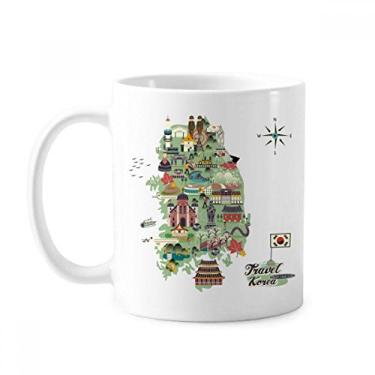 Imagem de Caneca clássica de cerâmica branca com alças da Map Landmarks of Korea 350 ml