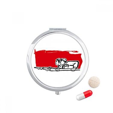 Imagem de Caixa de comprimidos de ilustração com bandeira vermelha para homens e mulheres, caixa de armazenamento de remédios