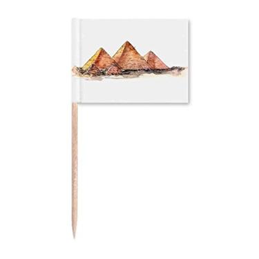 Imagem de Pirâmide do Egito de Gaza Art Déco, presente moderno com bandeiras de palito de dentes, enfeite de festa