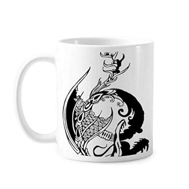 Imagem de Caneca tradicional chinesa de cerâmica com pintura de dragão, copo de porcelana de café