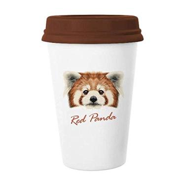 Imagem de Caneca de vidro de cerâmica com panda vermelha selvagem castanha, copo de cerâmica