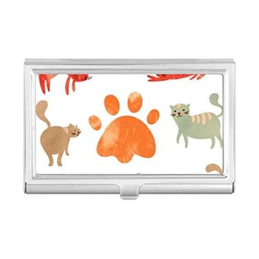 Imagem de Porta-cartões de visita com pegada de gato fofo da família