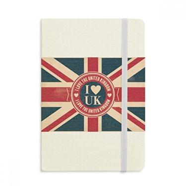 Imagem de Caderno com a bandeira do Reino Unido I love The United Kingdom Union Jack oficial de tecido rígido diário clássico