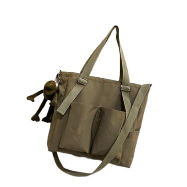 Imagem de Compras saco das mulheres simples moda bolsas zipper nylon à prova d' água sólida crossbody grande capacidade tote sacos de ombro para as mulheres Verde