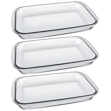 Imagem de Jogo 3 Assadeiras Retangulares 1,6l Travessas Refratárias Pequenas De Vidro Borossilicato Marinex