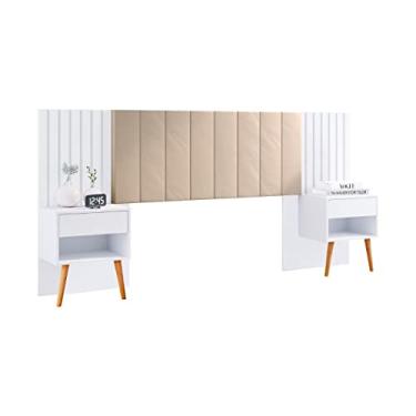 Imagem de Cabeceira Box Zara Com Capitonê E Mesa De Cabeceira - Robel Moveis (Branco)