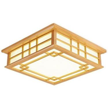 Imagem de Luminárias De Teto Rústicas Estilo Japonês Luminária De Teto Quadrada, Quarto Chinês Den Restaurante Iluminação De Teto LED De Madeira Maciça Luminária De Teto De Casa De Fazenda,Constructive23
