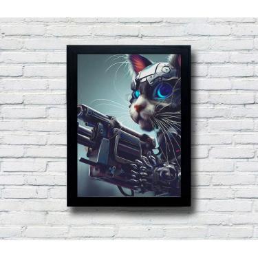 Imagem de Quadro Decorativo MDF Robot Cat
