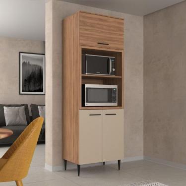 Imagem de Torre Quente 3 Portas 2 Nichos para Forno Flora Móveis Sul Nogal Manchester/Nude