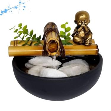 Imagem de Fonte de Água Cascata Bacia de Mesa Chafariz Bambu Natural Feng Shui