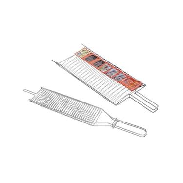 Imagem de Conjunto de Grelhas para Peixe e Coraçãozinho Utimil em Aço Cromado – 2 Peças