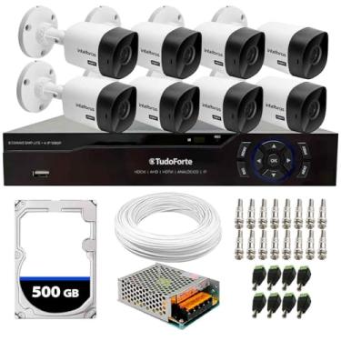 Imagem de Kit 8 Câmeras Segurança Intelbras 1120B DVR 8 Canais Com HD Completo