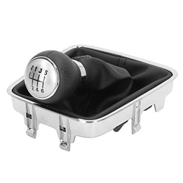 Imagem de Botão de Mudança de Marcha de 6 Velocidades, Confortável, Fácil de Controlar, Botão de Mudança Curto Ergonômico à Prova de Poeira Com Bota de Couro PU para Carro (boné de prata)