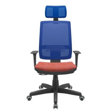 Imagem de Cadeira Office Brizza Tela Azul Com Encosto Assento Concept Rose Relax