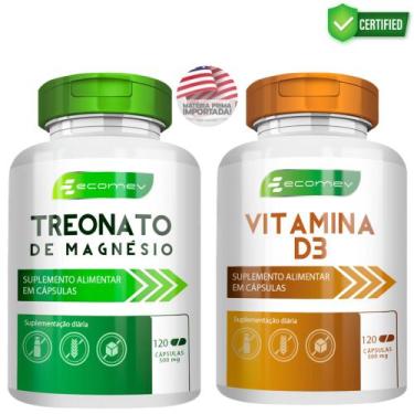 Imagem de Combo Vitamina D3 10.000Ui + Magnesio L Treonato Puro 500Mg 240Cáps Ec