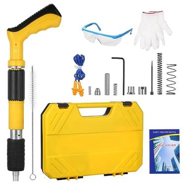 Imagem de SZITW Ferramenta de fixação de parede de unhas de alta pressão pistola de pregos de aço manual força ajustável para casa diy carpintaria parede de cimento