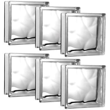 Imagem de Kit 6 Tijolos Bloco De Vidro Transparente 19x19x8 Tradestar