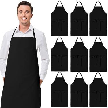 Imagem de White Classic Aventais pretos a granel - Avental de chef comercial para cozinha e restaurante sem bolsos, unissex, mulheres e homens, adulto - pacote com 12