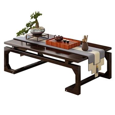 Imagem de Mesa de centro de bambu de 23,6-47,2 pol., Mesa baixa/mesa de estudo/mesa pequena em estilo japonês, para quarto tatami com janela saliente e sala de chá (marrom 120 * 55 * 30 cm) lofty ambition