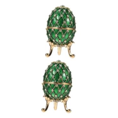 Imagem de UKCOCO 2 Peças Caixa De Caixa De Joias Decoração De Mesa Retrô Presentes Bandeja Decorações Pote De Biscoitos De Páscoa Esmaltado Fabergé Lembrancinhas De Festa De Páscoa Caixa