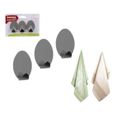 Imagem de GIFTTIMPORT Ganchos Aço Inox Super Aderência 2kg Conjunto de Ganchos Oval Metálicos autocolante dupla face Pano De Prato Cozinha
