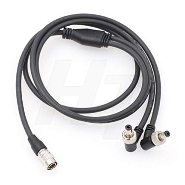 Imagem de HangTon Cabo de alimentação Hirose macho de 4 pinos para 2 x cilindro CC de bloqueio de ângulo reto para receptor Zaxcom QRX100 Lectrosonic SRc e monitor Atomos de 7 polegadas 1 m (2xdc-4pin)