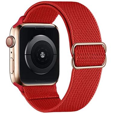 Imagem de Hoopyeecase Alongado Nylon Solo Loop pulseira de relógio Compatível com Apple Watch 42mm 44mm, Ajustar Alongamento Trançado Esporte Elásticos pulseira Compatível com iWatch Series 6/5/4/3/2/1 SE
