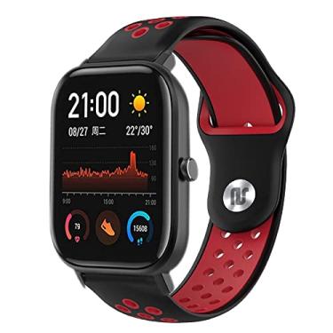 Imagem de Pulseira Nandos-Store compatível com Amazfit GTR 42MM / GTS 2 / GTS 2 mini (Preto com vermelho NK)