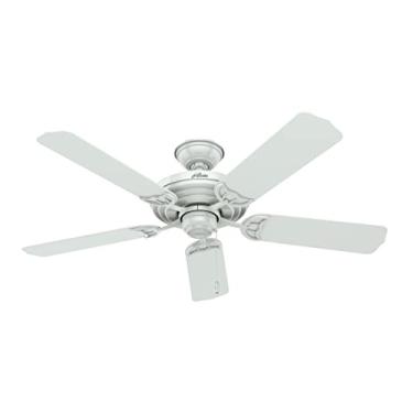 Imagem de Ventilador de teto Hunter Sea Air para ambientes internos/externos com controle de corrente de puxar, 132 cm, branco