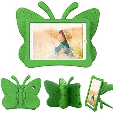 Imagem de QYiiD Capa infantil para iPad Air 1, capa de borboleta infantil à prova de choque, capa protetora de EVA com suporte para Apple iPad Air 1 (A1474/A1475/A1476), verde