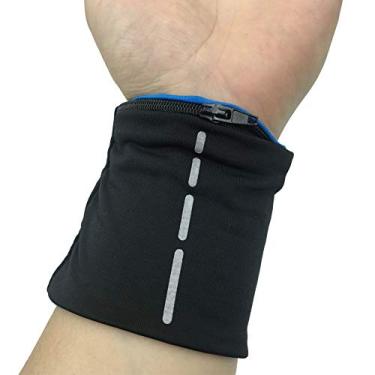Imagem de boshiho Bolsa unissex com zíper e bolso de pulso reversível, Preto e azul, 3.54 x 3.34 inches, Boshiho - Carteira de pulso lycra-21