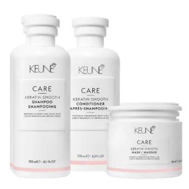 Imagem de Kit Keune Care Keratin Smooth Shampoo 300ml, Condicionador 250ml, Másc