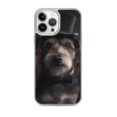 Imagem de LKGAMEZONE Capa Top Hat Dog C para iPhone 15 Pro - fina, protetora e compatível com carregamento sem fio transparente