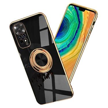 Imagem de Capa compatível com Xiaomi Redmi Note 11 Pro suporte de anel de silicone magnético, capa de silicone para celular Xiaomi Redmi Note 11 Pro capa branca fina preta 360° suporte de metal giratório